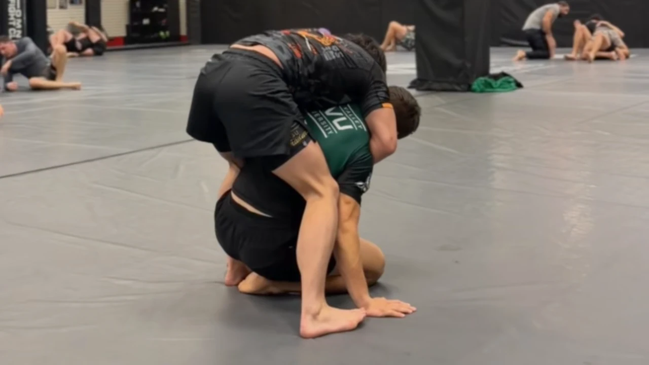 BJJ gym owners training no-gi on the mats during class